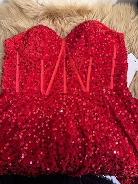 Witness of love Girls Red Sequin Party Dress by